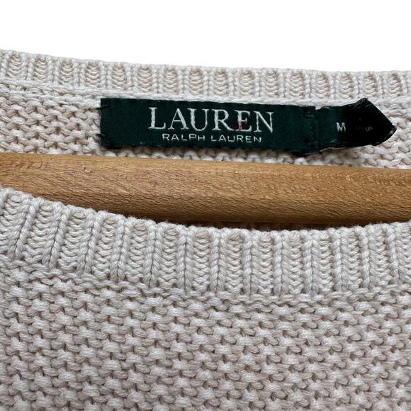 Lauren Ralph Lauren Cream Knit Cotton Sweater Women’s Medium - Picture 2 of 4
